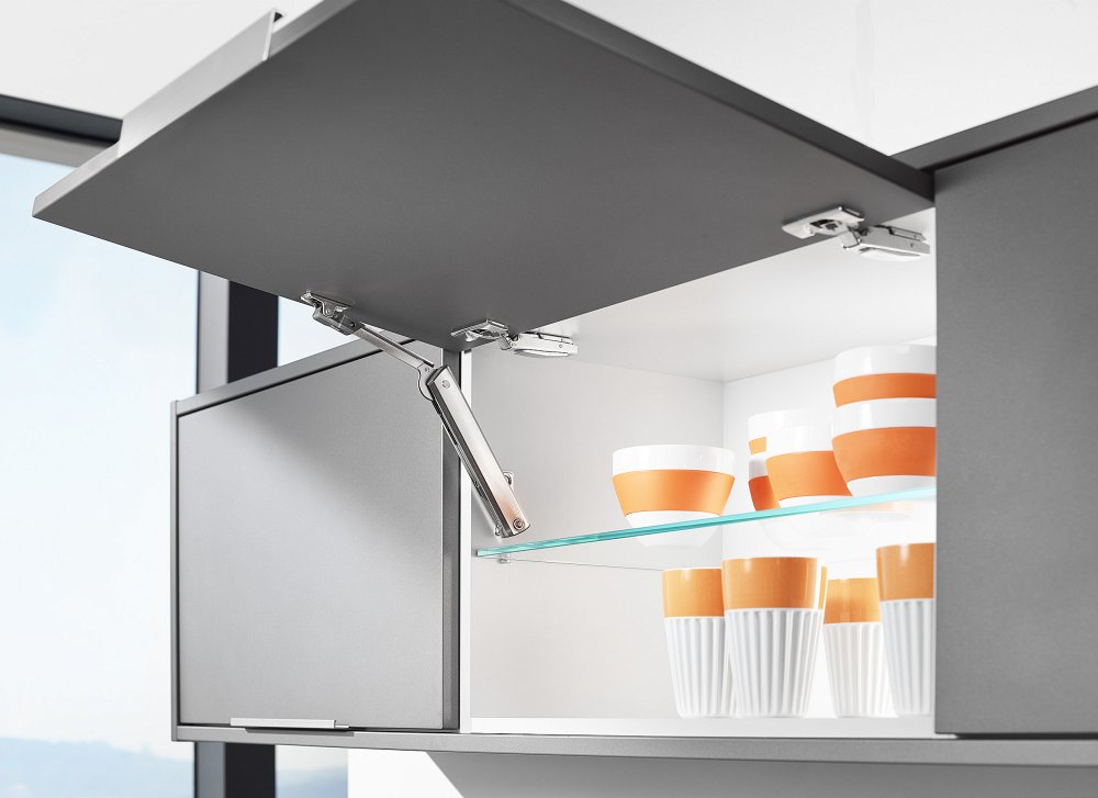Подъемный механизм, AVENTOS HK-XS 15 для TIP-ON, накладными петлями и крестообразными ответными планками с винтом